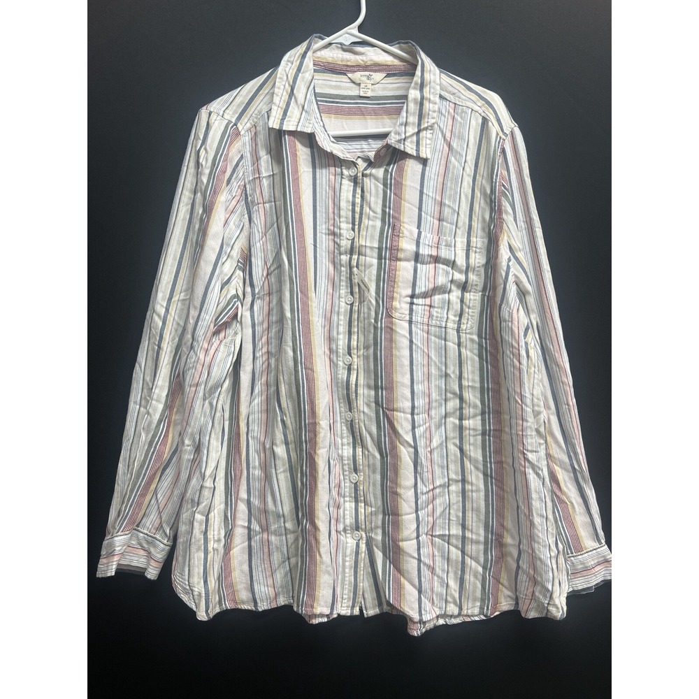 Terra & Sky Woman plus Sz 1X Shirt Multicolor Plaid Casual Long Slv